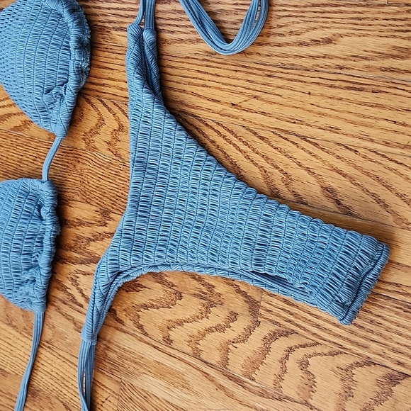 Zaful High Cut Cheeky String Bikini Set in Teal - Picture 4 of 5